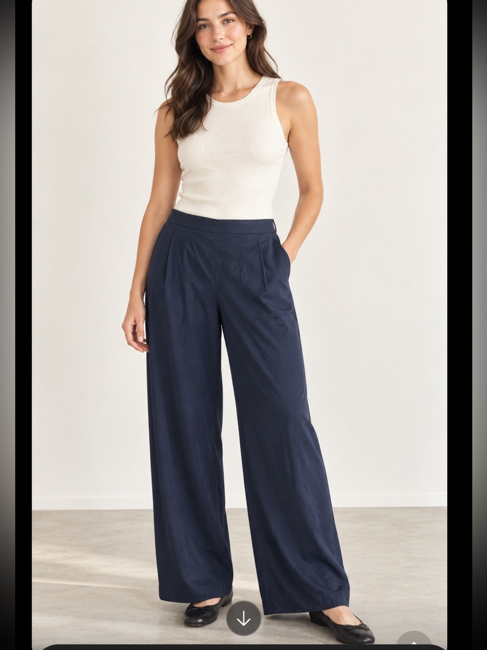 NWT Cos NAVY Blue Wide Leg Pants Cotton Blend Minimalist casual